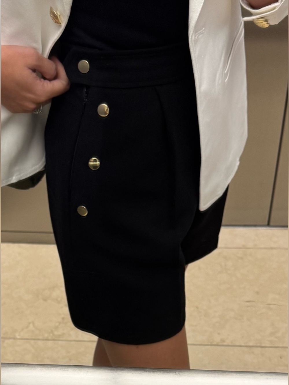 Women's Black High-Waist Button Detail Shorts